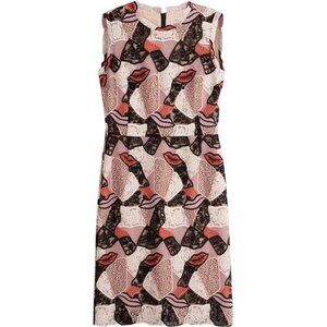 $2600 Emilio Pucci Macrame Lips Patchwork Lace Dress Pink Multi 36/6/Small